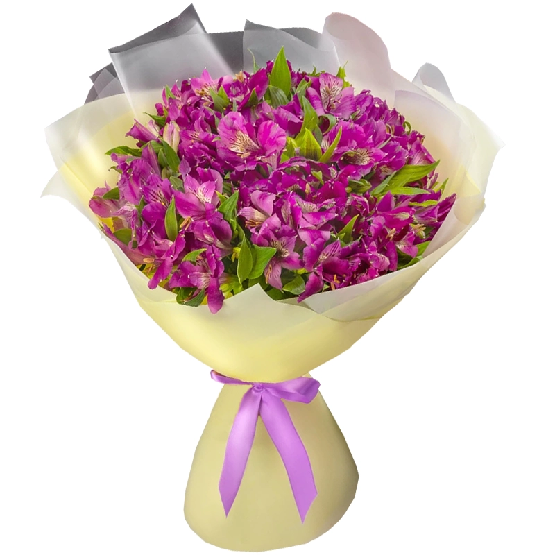 Букет из 15 сиреневых альстромерий